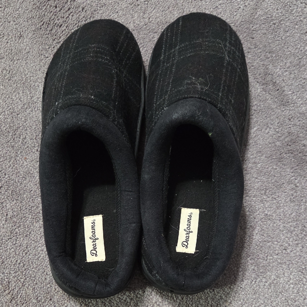 Dearfoams Men's Plaid Black Loafers